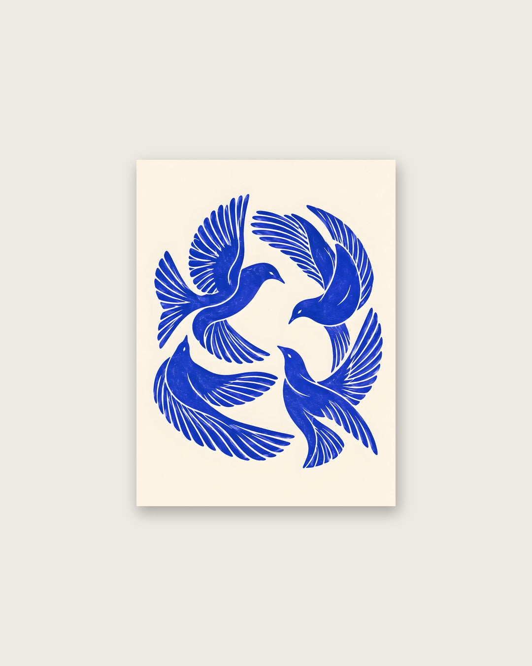 Yavr Johanssen - Swirling Blue Birds Linocut