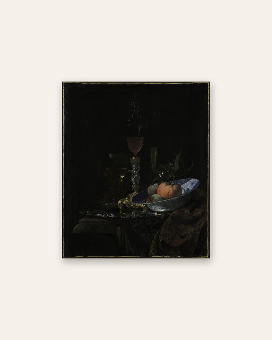 Willem Kalf - Wineglass and a Bowl of Fruit