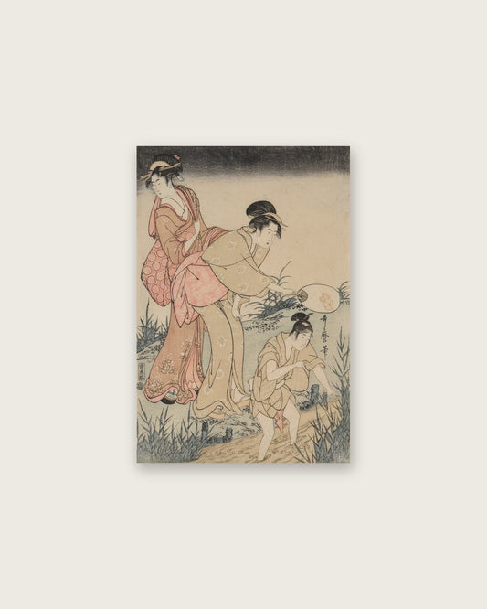 Kitagawa Utamaro - Catching Fireflies Beneath a Willow Tree (right)