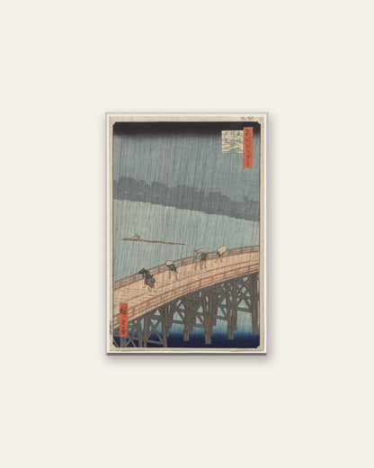 Utagawa Hiroshige - Sudden Shower over Shin-Ōhashi Bridge and Atake, from One Hundred Famous Views of Edo