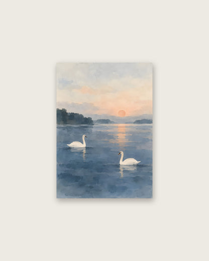 Cengiz Curtis - Dawn Swans on a Misty Lake