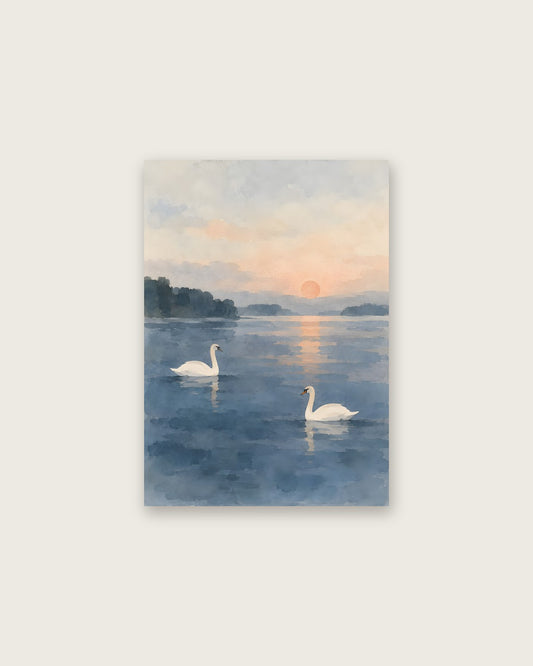 Cengiz Curtis - Dawn Swans on a Misty Lake