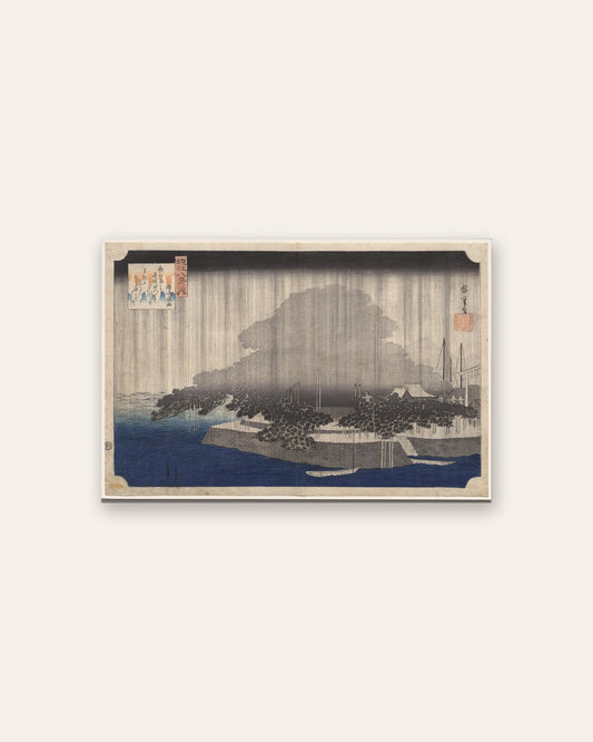 Utagawa Hiroshige - Night Rain at Karasaki, from Eight Views of Ōmi