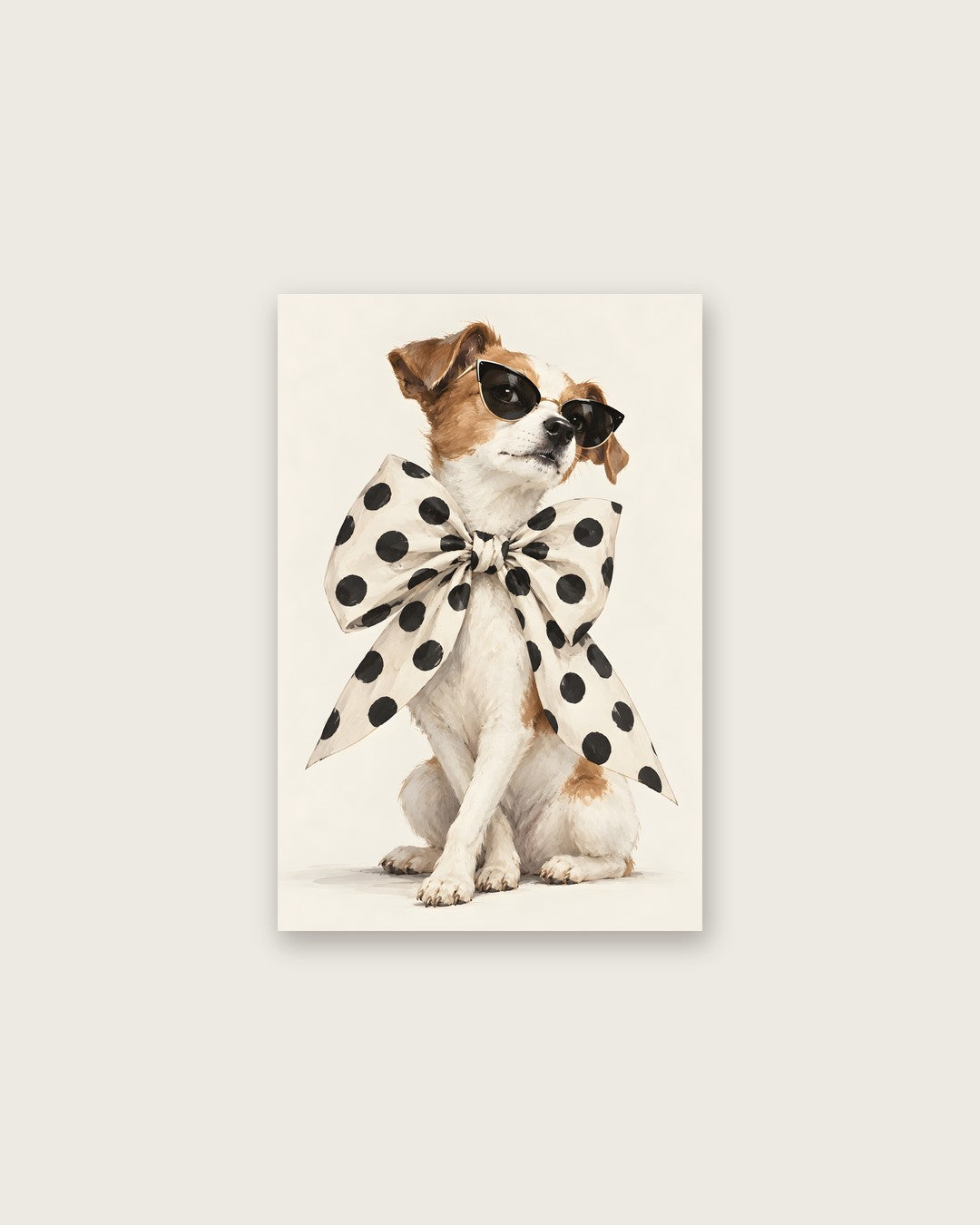 Hugo Morgan - Chic Polka Dot Bow Wearing Terrier