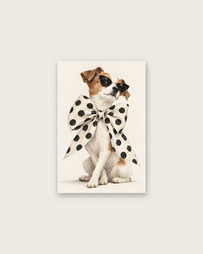 Hugo Morgan - Chic Polka Dot Bow Wearing Terrier
