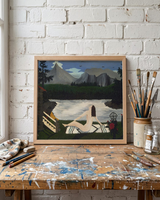 Horace Pippin - Bather by the Lake - framed print in a styled room