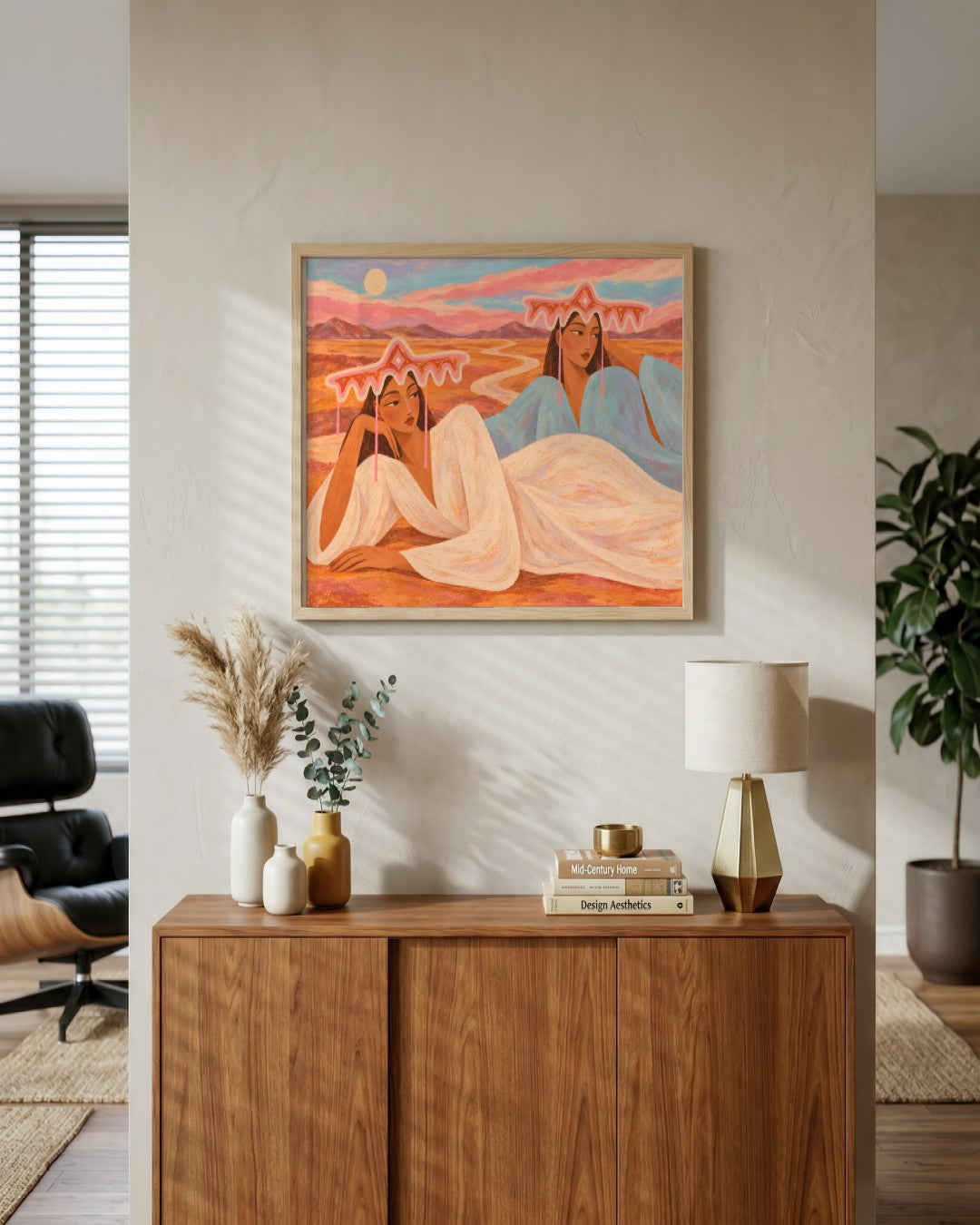 Larissa Warren - Dreamy Desert Reverie - framed print in a styled room