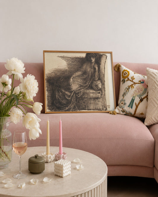 Dante Gabriel Rossetti - Reclining Lady - framed print in a styled room