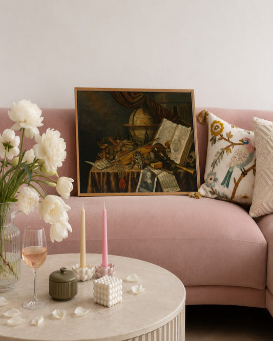 Edwaert Collier - Vanitas with Portrait - framed print in a styled room