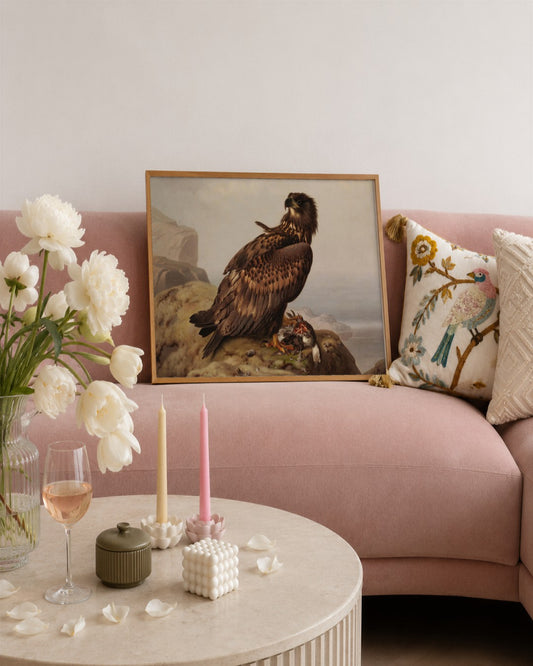 Ferdinand von Wright - Young Eagle on a Cliff - framed print in a styled room