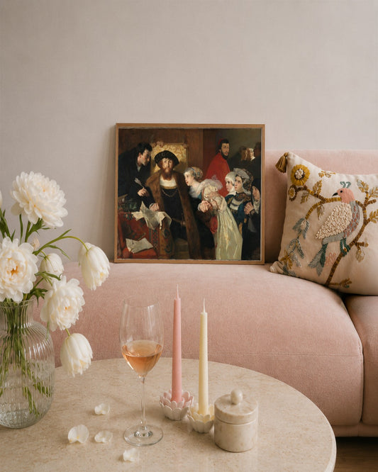 Eilif Peterssen - Christian II Signing the Death Warrant - framed print in a styled room