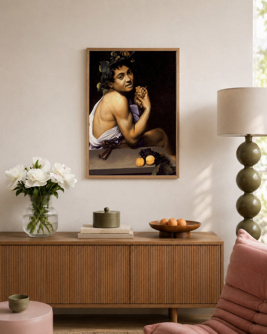 Caravaggio - Sick Bacchus - framed print in a styled room