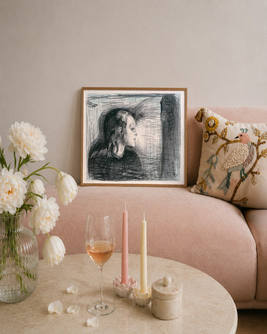 Edvard Munch - Girl in Profile - framed print in a styled room