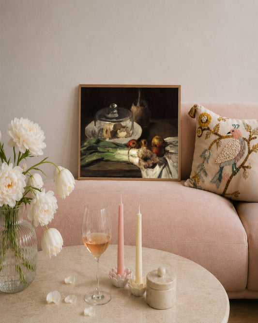 Carl Schuch - Still Life with Leeks - framed print in a styled room