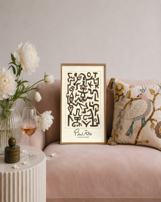 SENT Studio - Comedians' Handbill - framed print in a styled room