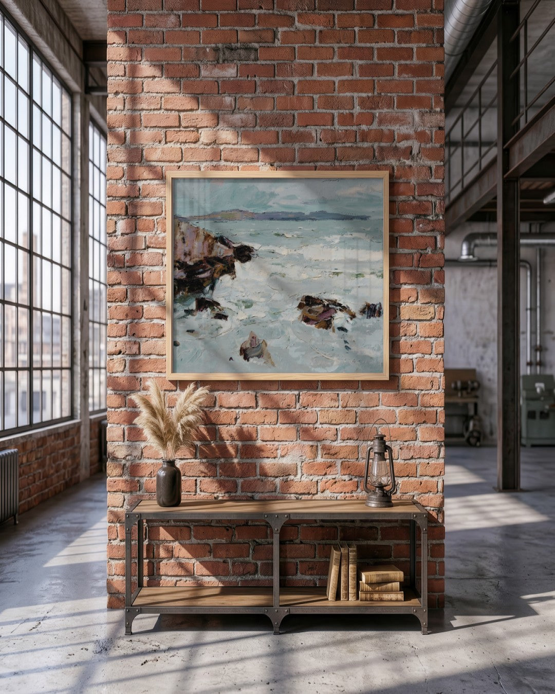 Coastal Rocks - framed print in a styled room