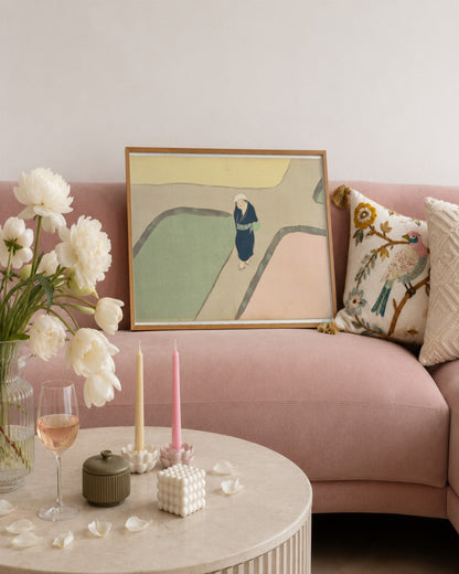 Kamisaka Sekka - Flowers of a Hundred Worlds (Momoyogusa): Spring Field (Haru no tanomo) - framed print in a styled room