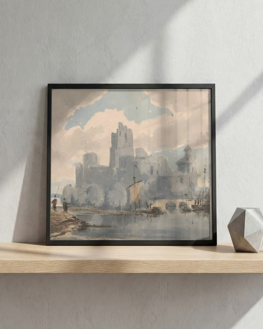 Harbor Castle - framed print in a styled room