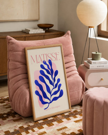 SENT Studio - Blue Seaweed Cut-out - framed print in a styled room