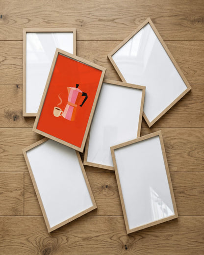 Gracie Cole - Morning Espresso - framed print in a styled room