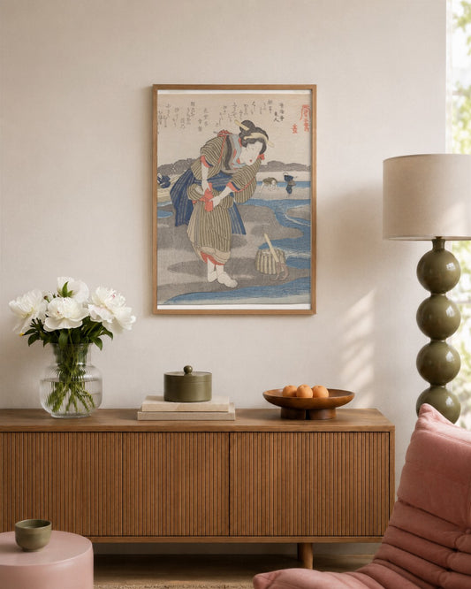 Utagawa Kuniyoshi - Fifth Print from A Low Tide Pentaptych - framed print in a styled room