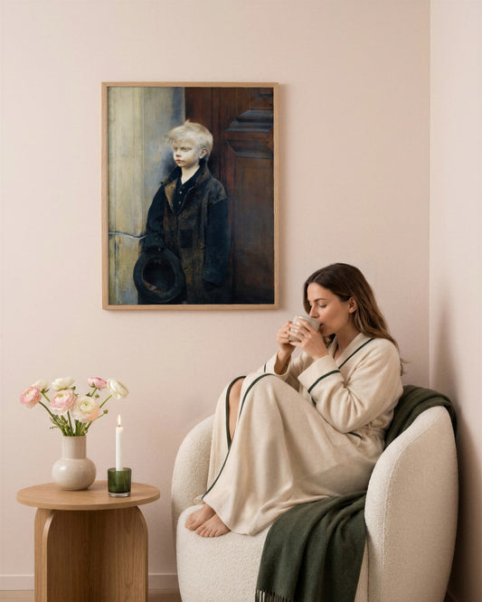 Fernand Pelez - Street Child with a Hat - framed print in a styled room