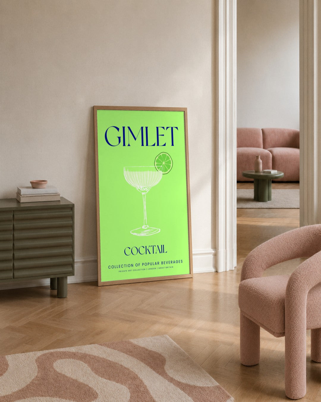 SENT Studio - Cocktail Poster No. 10 - framed print in a styled room