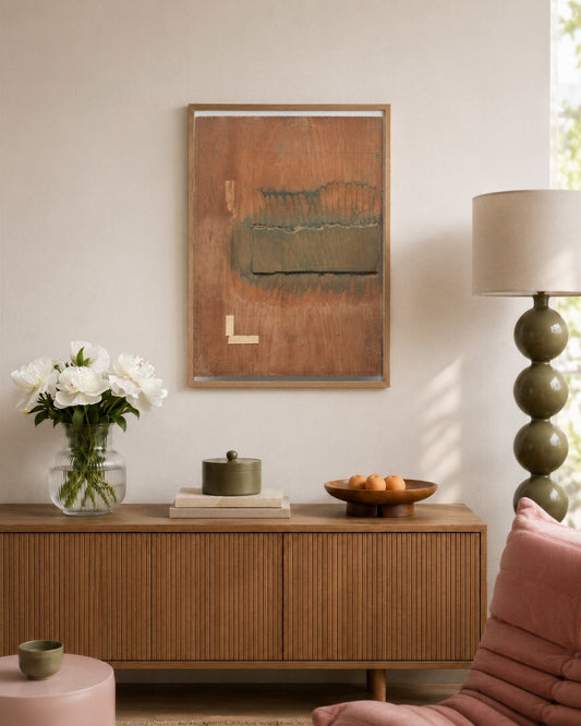Arthur Wesley Dow - Dragon and Orchard - framed print in a styled room