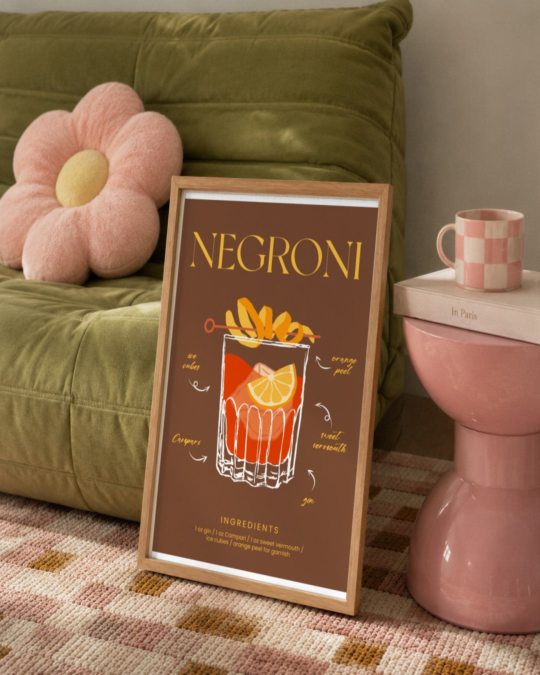 SENT Studio - Cocktail Poster No. 41 - framed print in a styled room