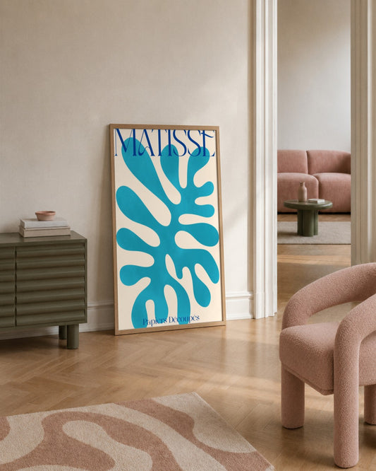 Henri Matisse - Turquoise Algae Cut-out - framed print in a styled room