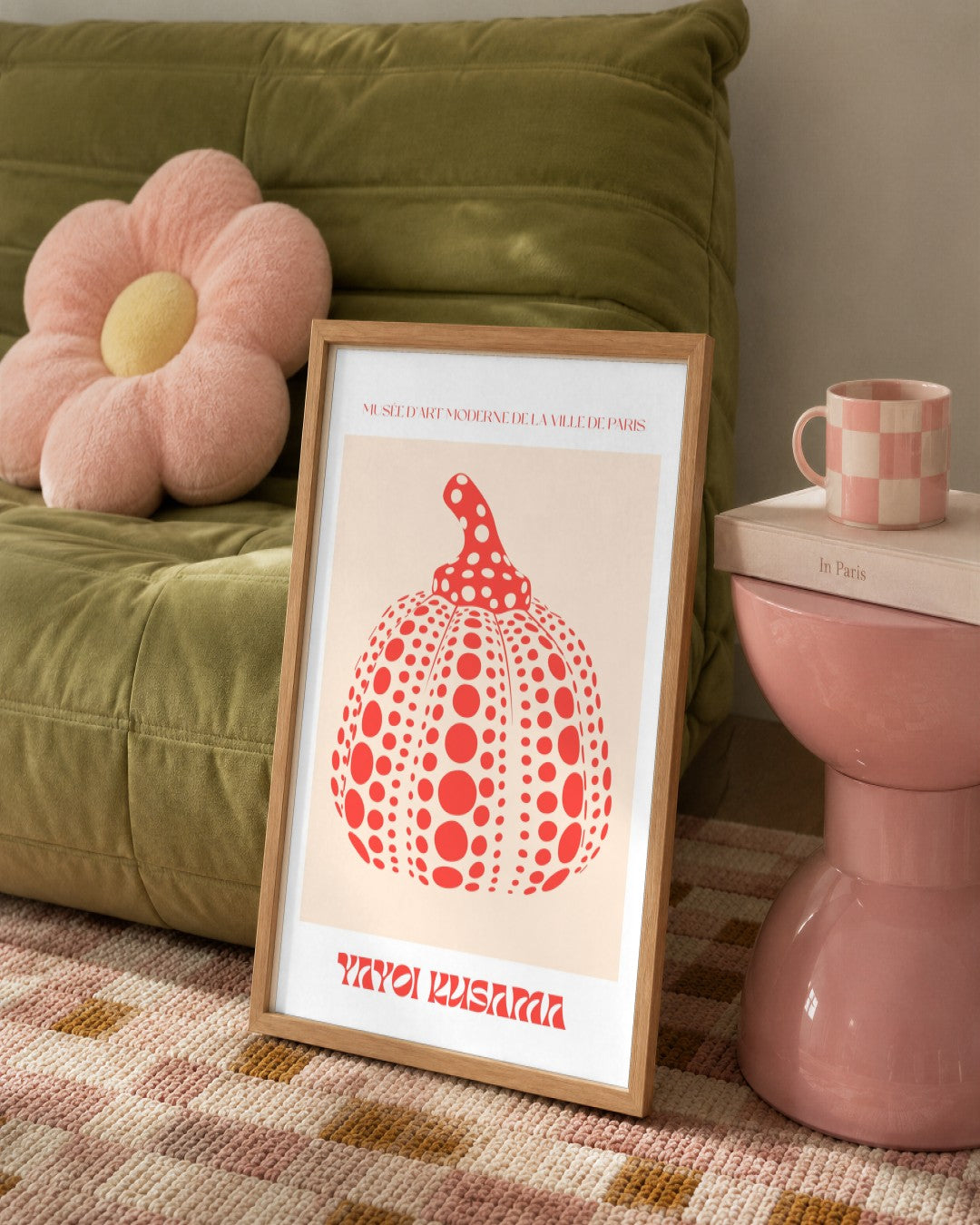 SENT Studio - Red Polka Pumpkin - framed print in a styled room