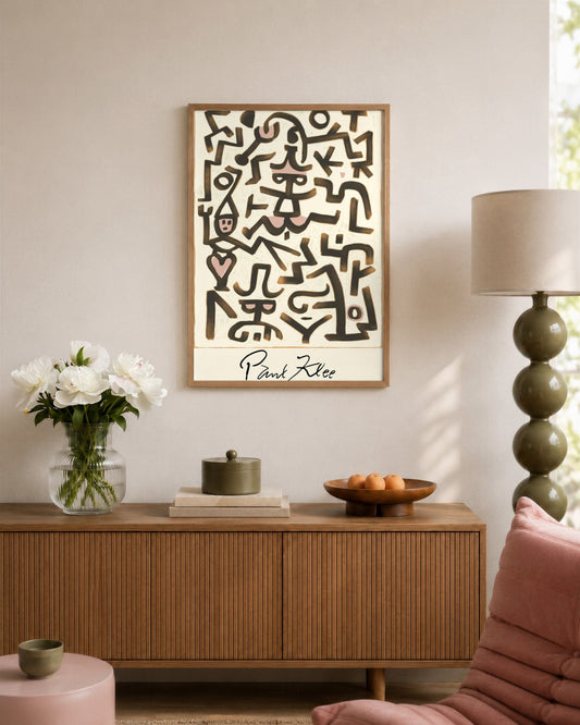 Paul Klee - Comedians' Handbill - framed print in a styled room