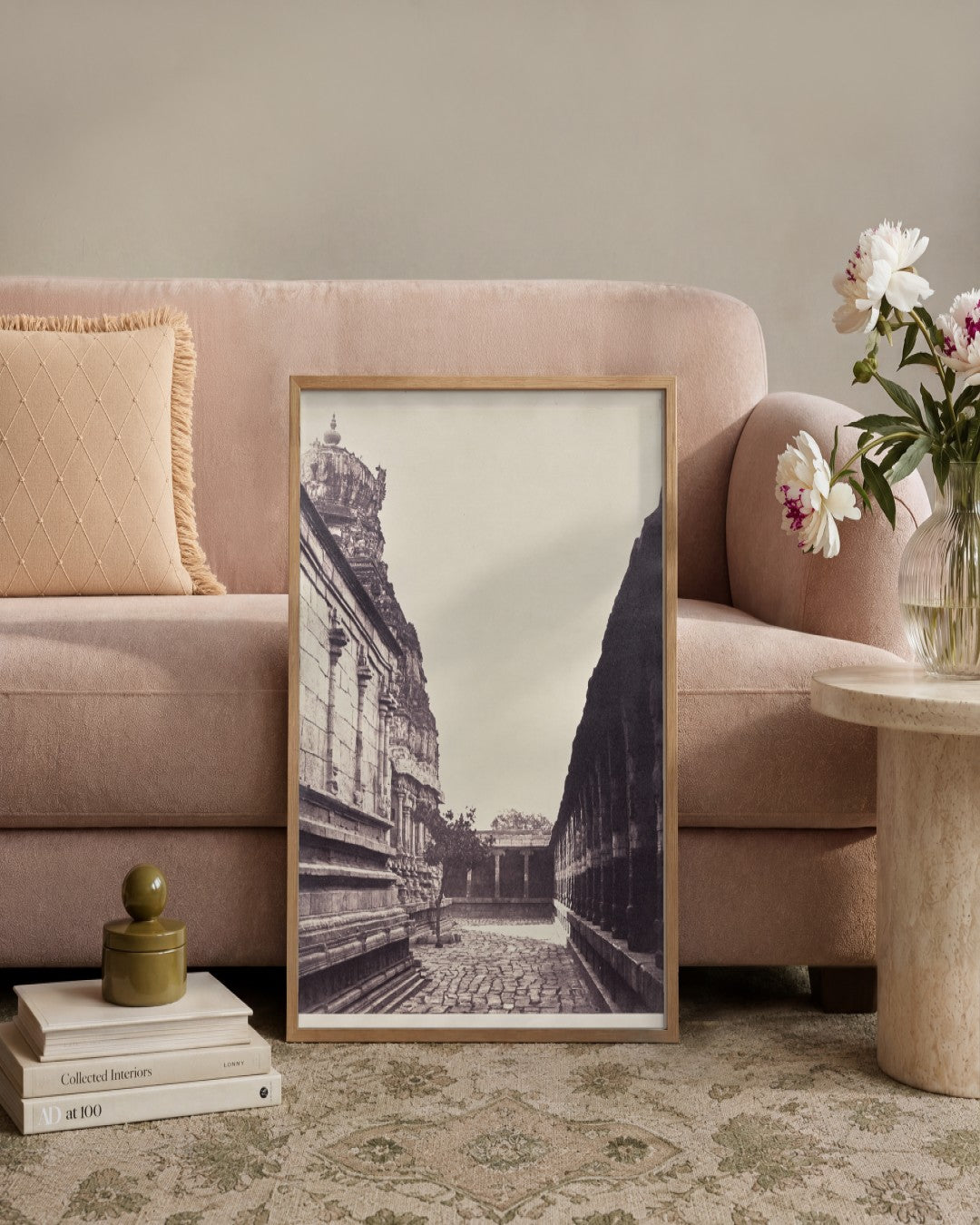 Captain Linnaeus Tripe - Perumal Temple Vimana from Corner of Court, Madurai - framed print in a styled room