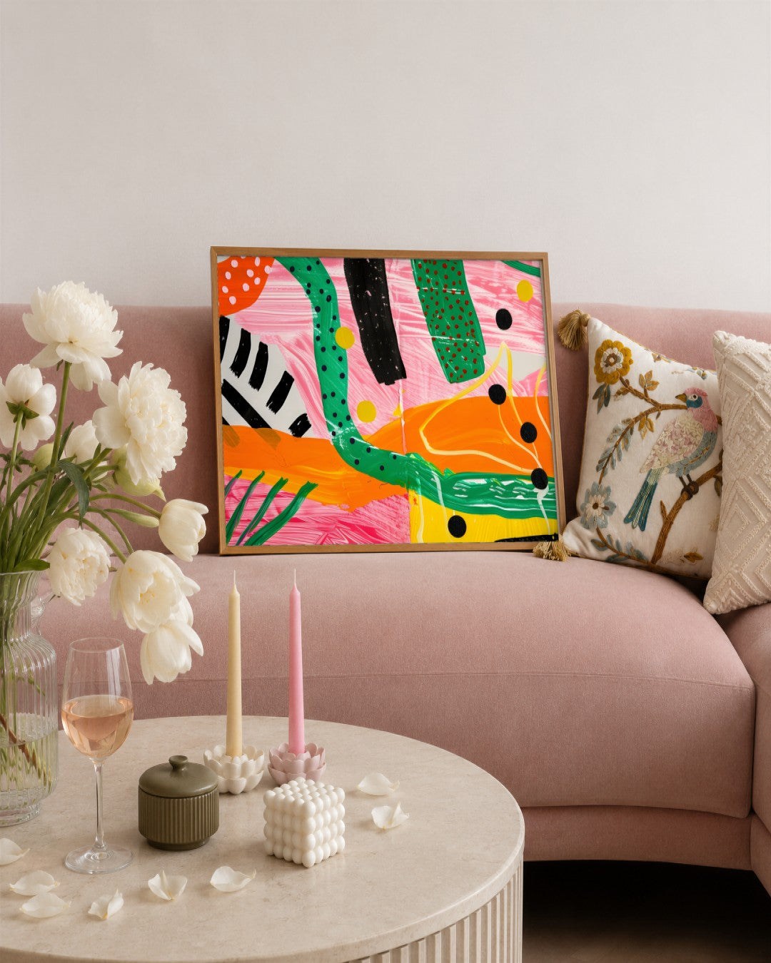 SENT Studio - Abstract Shapes No. 30 - framed print in a styled room