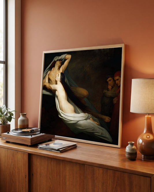 Ary Scheffer - Paolo and Francesca - framed print in a styled room