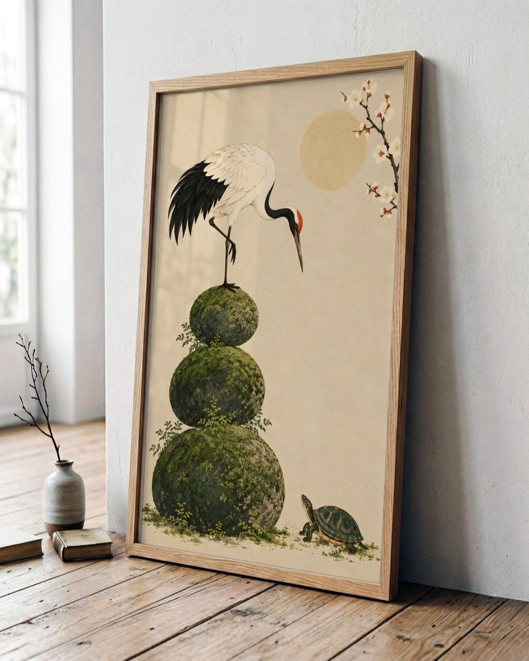 Gracie Cole - Crane Balance - framed print in a styled room