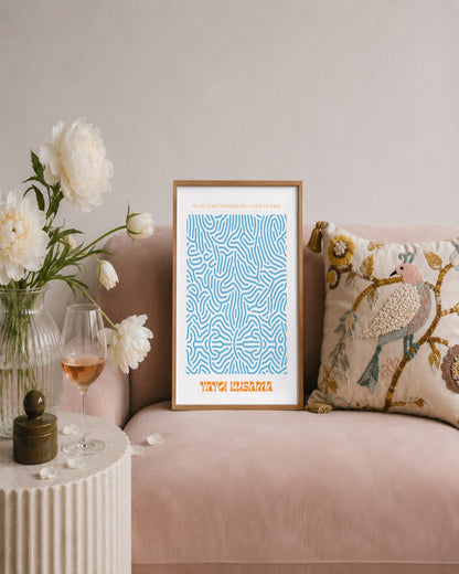 SENT Studio - Blue Labyrinth - framed print in a styled room