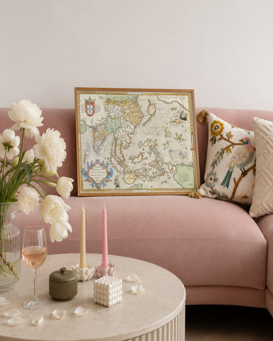 Abraham Ortelius - Map of the East Indies - framed print in a styled room