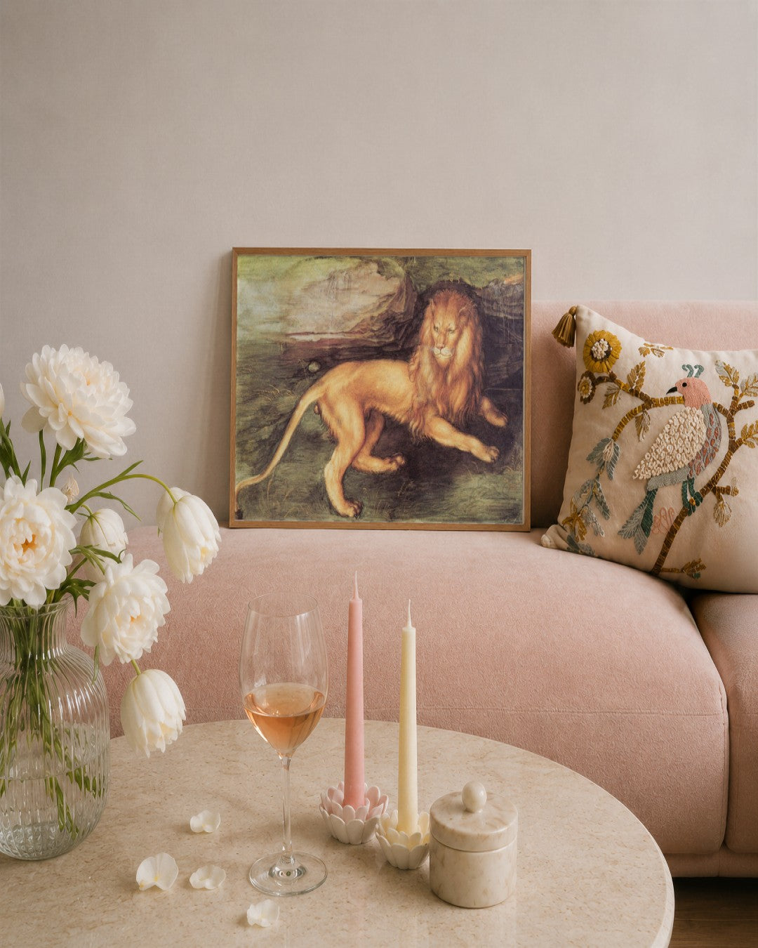 Albrecht Dürer - The Lion - framed print in a styled room