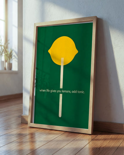 Felicity Hastings - Lemon Tonic - framed print in a styled room