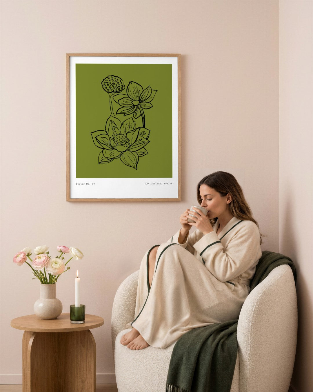 SENT Studio - Blooming Flowers Poster No. 9 - framed print in a styled room