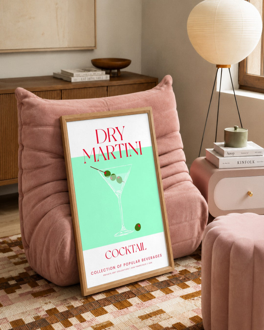 SENT Studio - Cocktail Poster No. 16 - framed print in a styled room