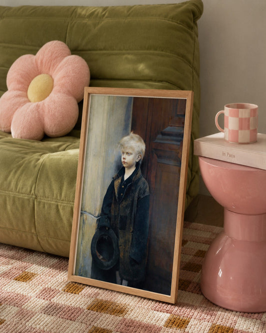Fernand Pelez - Street Child with a Hat - framed print in a styled room