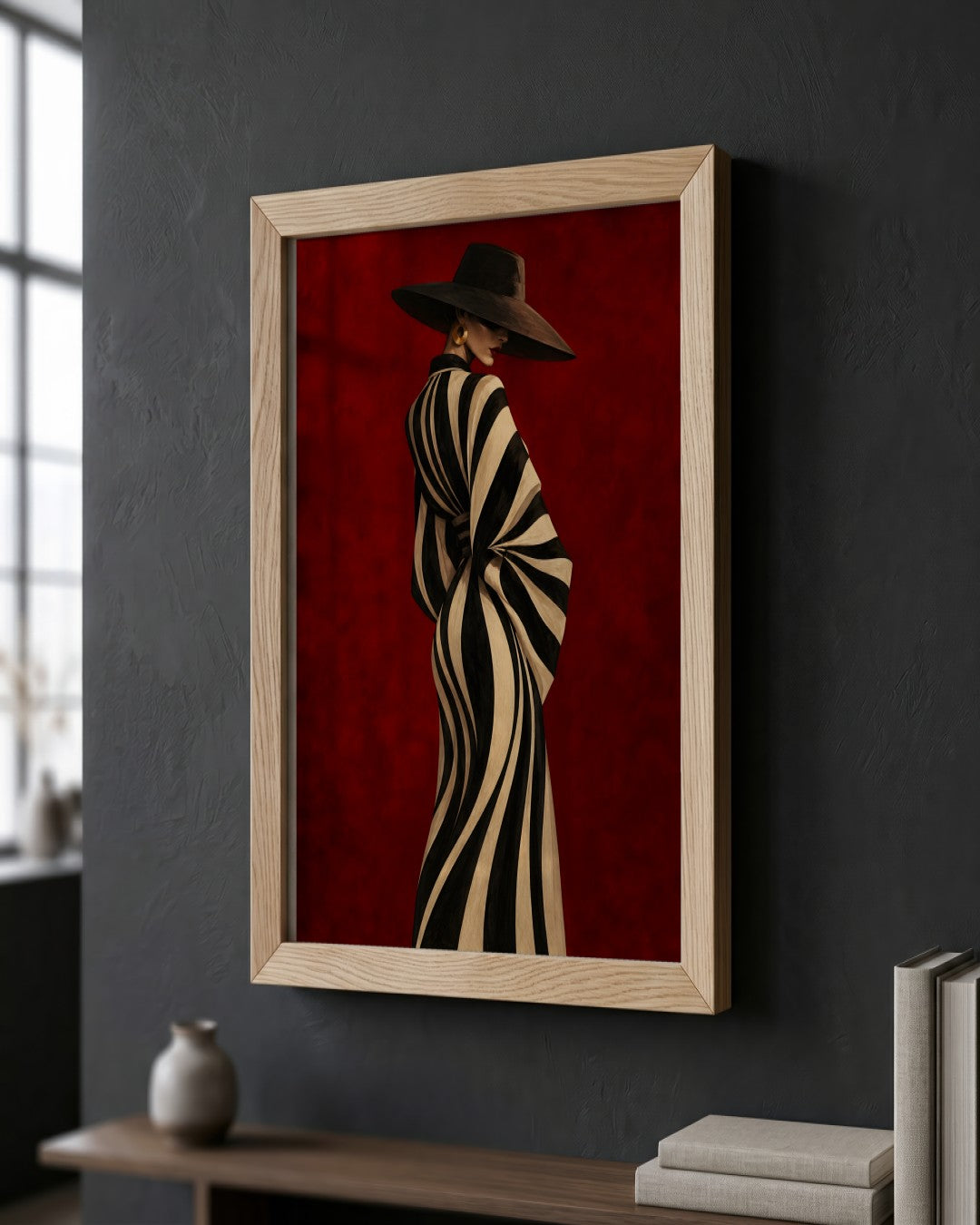 Paige Hilton - Stripe Study - framed print in a styled room