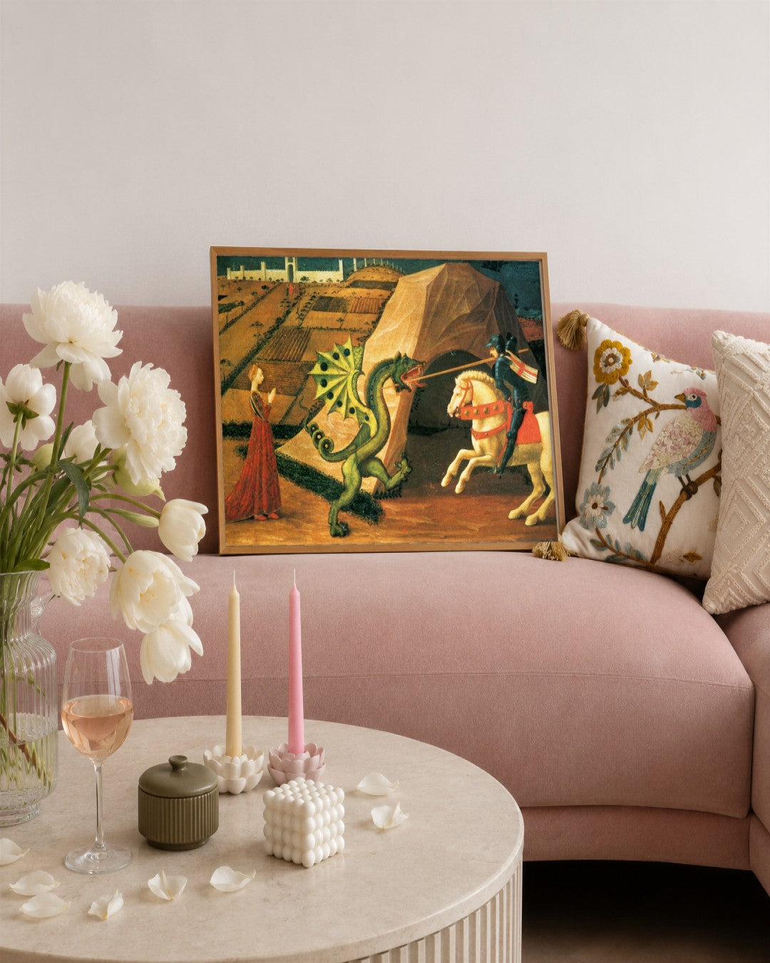 Paolo Uccello - Saint George and the Dragon - framed print in a styled room
