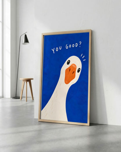 Paige Hilton - You Good? - framed print in a styled room