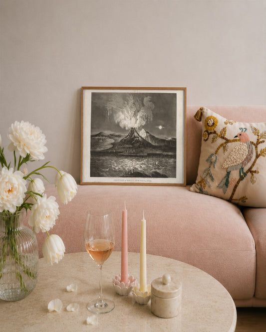 Thomas Sutherland - Eruption of Mount Vesuvius in 1769 - framed print in a styled room
