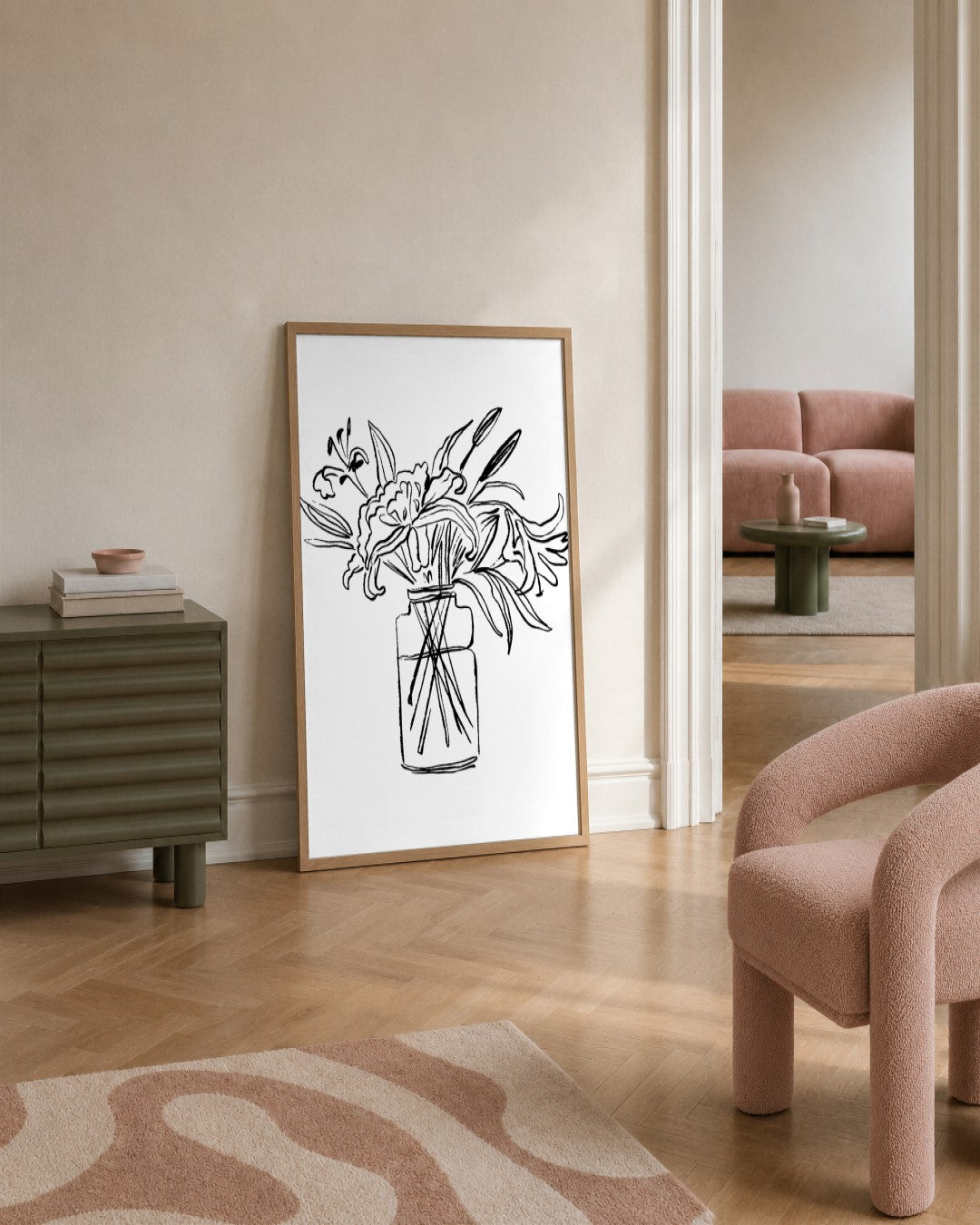 SENT Studio - Blooming Flowers Poster No. 2 - framed print in a styled room