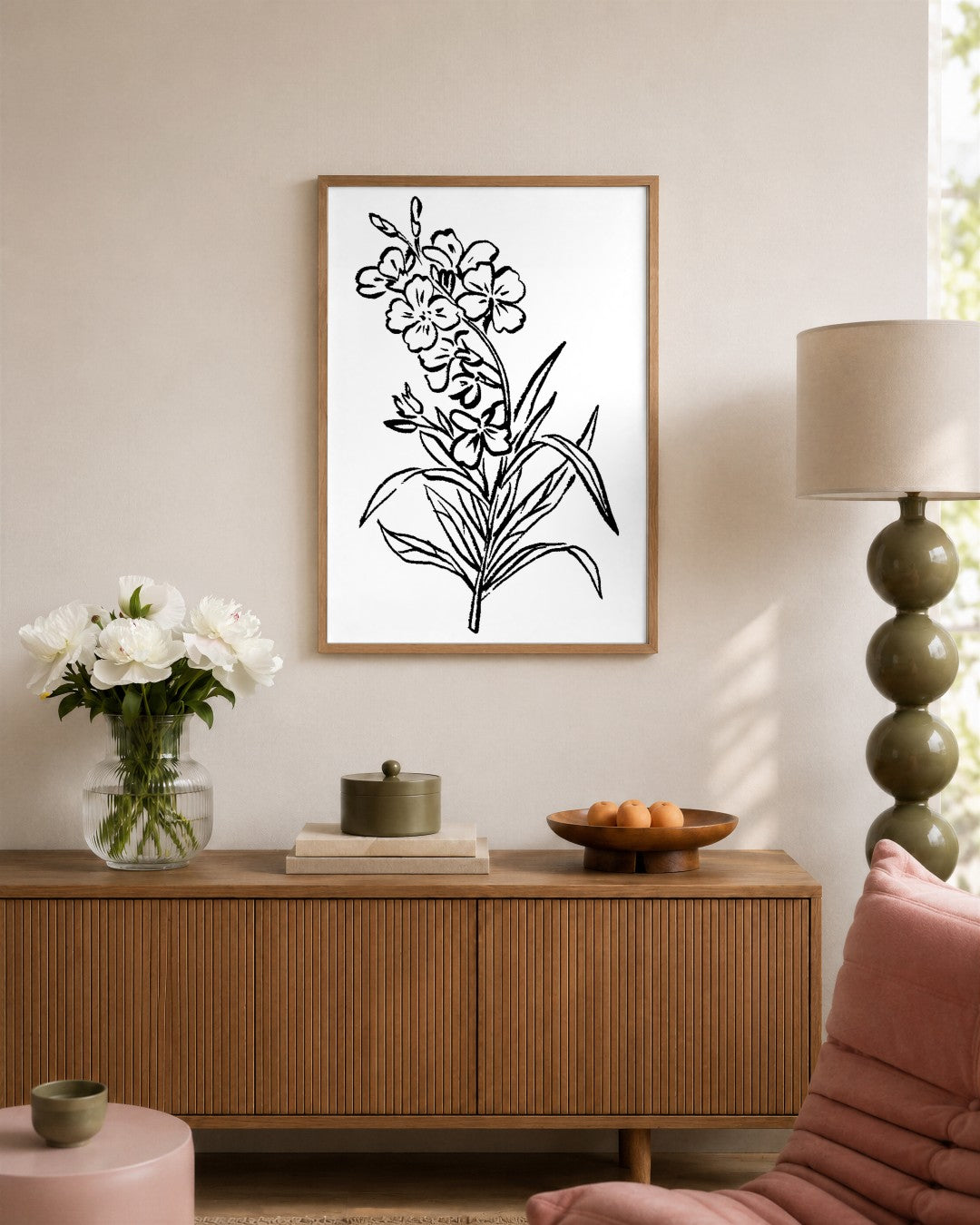SENT Studio - Blooming Flowers Poster No. 1 - framed print in a styled room