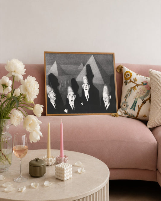 Grant Wood - Four Singers at the Pyramids - framed print in a styled room